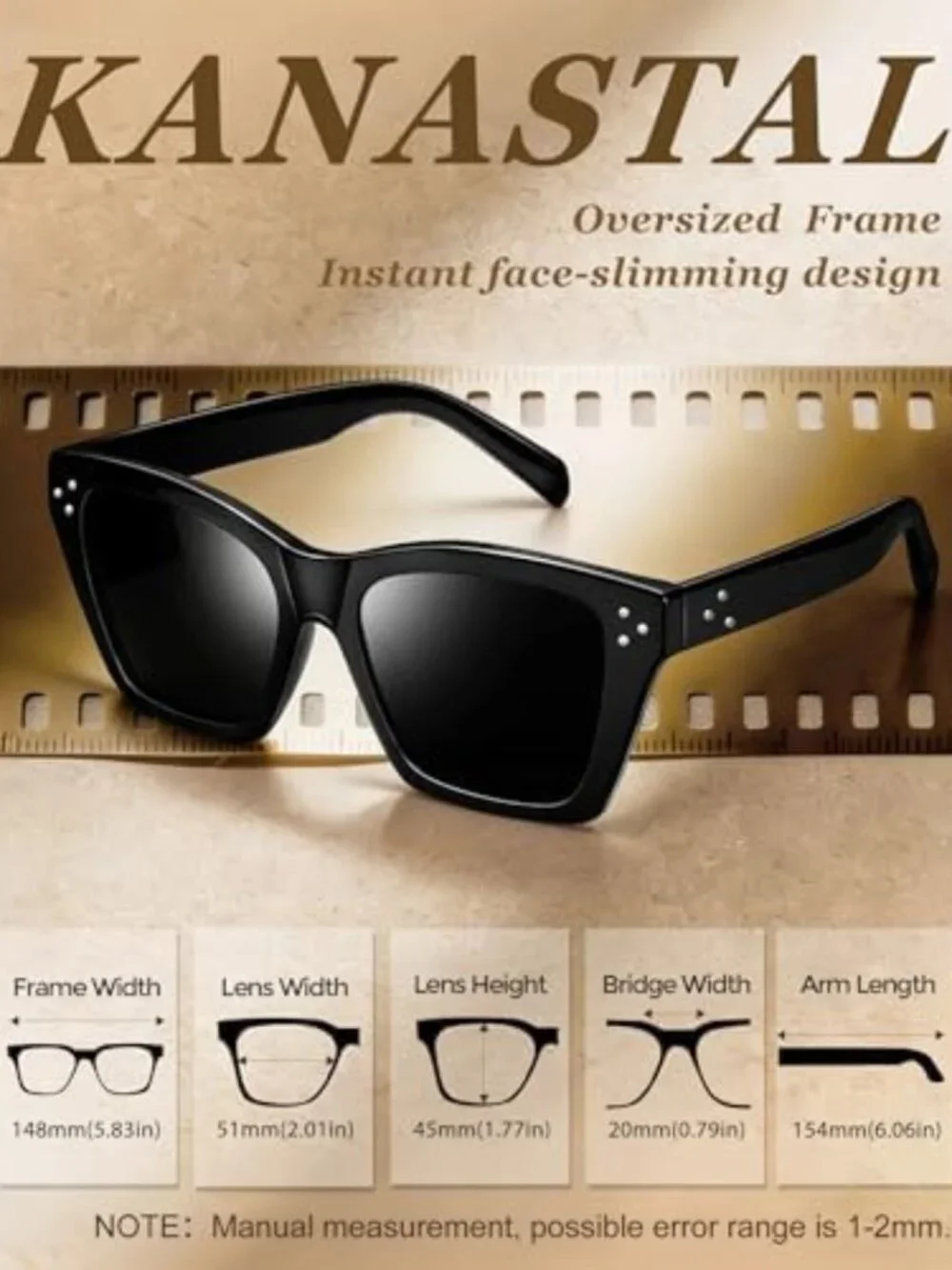 Stylish Square Cat Eye Sunglasses - Polarized UV400, Trendy Modern Design